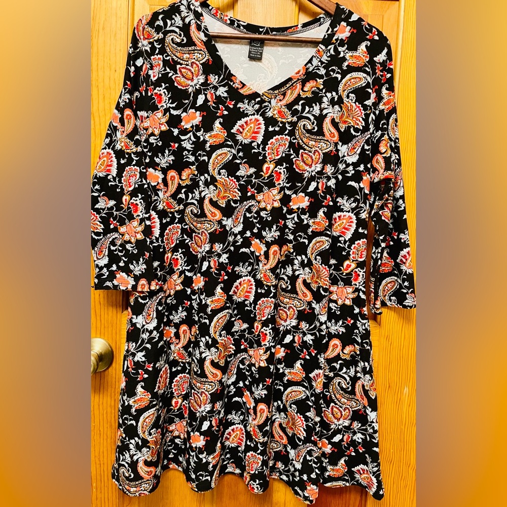 Women’s “Lildy” Fall Hued Floral Print Tunic